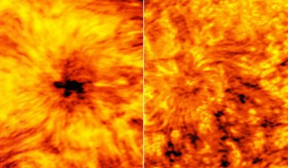 Dark, contorted centre of a sunspot unveiled by scientists