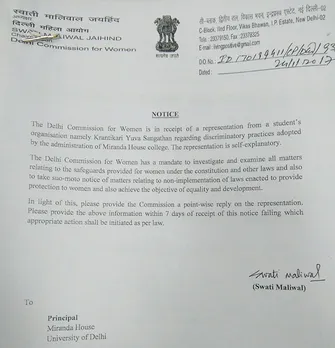 DCW notice to Miranda House over ban on selfies, combing hair