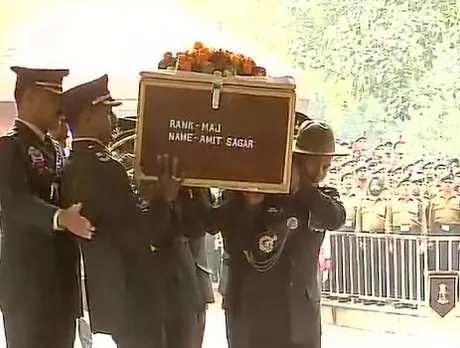 In Pics | J-K avalanche: Wreath laying ceremony of Major Amit Sagar who lost his life in Gurez sector