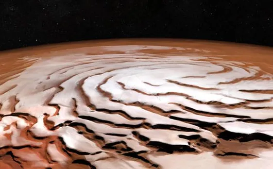 Mars Express captures stunning pictures showing Swirling spirals on north pole of red planet