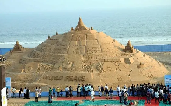 Famous artist Sudarsan Pattnaik creates world's tallest sand castle 