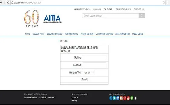 MAT Results 2017: AIMS to declare MAT exam results on 24th Feb