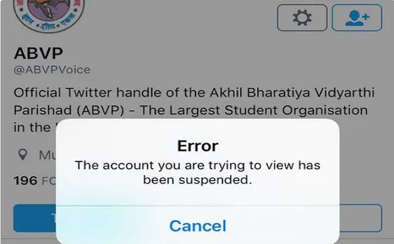 Twitter suspends official accounts of ABVP, restores after massive online backlash