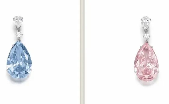 Most expensive â€˜Apollo Blueâ€™ and â€˜Artemis Pinkâ€™ diamond earrings fetch Rs 3.72 billion at Sotheby's auction