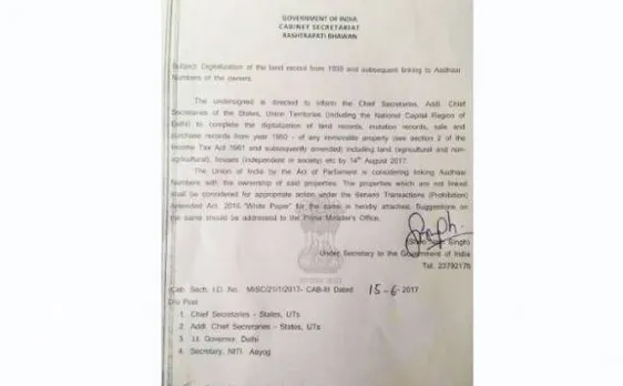 Linking Aadhar with property registration compulsory: Fake order goes viral; FIR registered