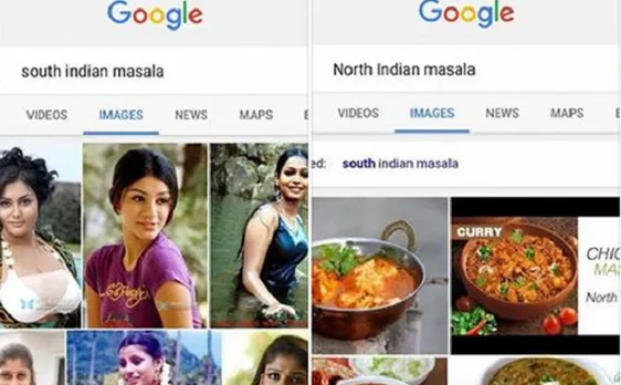 Why does Google show images of actresses when you search for 'South Indian Masala'?