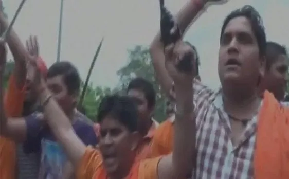 Watch | Bajrang Dal, VHP hold protest march against Amarnath terror attack; brandish pistols, rifles, swords