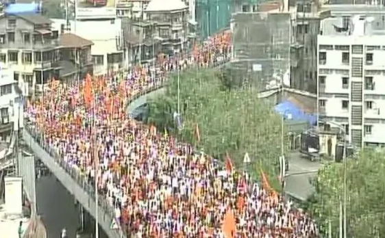 Thousands of Maratha people take out massive march to press for reservation in jobs, education in Mumbai