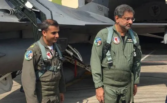 Pakistani PM Shahid Khaqan Abbasi takes joyride in F-16 fighter jet