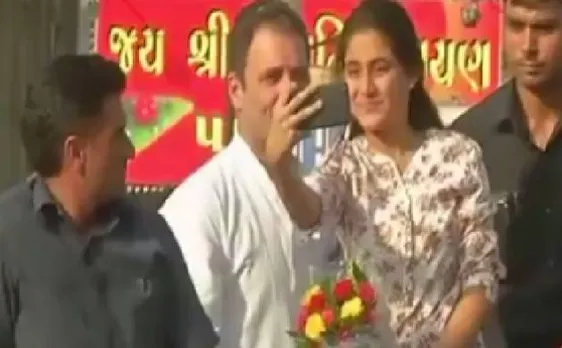 Gujarat Assembly elections: College girl clicks selfie with Rahul Gandhi during Bharuch road show