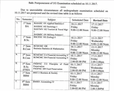 Mangalore University UG Exam 2017: New dates announced for  BA/B.Sc/B.Com/BSW; check here