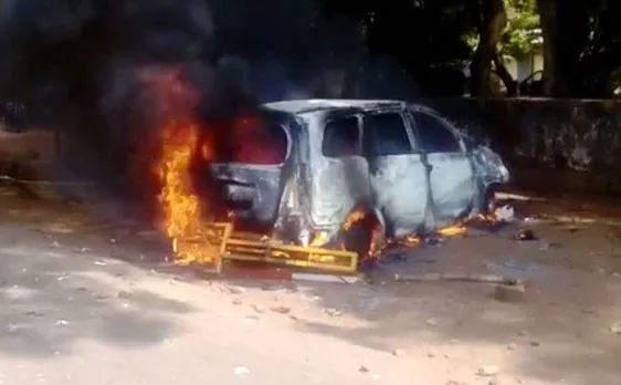 Violent protests erupt in Uttar Kannada, IG western rangeâ€™s vehicle torched