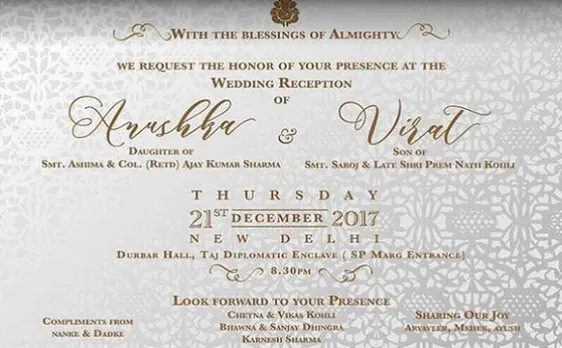 Virat Kohli, Anushka Sharma set to throw grand reception party in Delhi on December 21; See royal invitation card