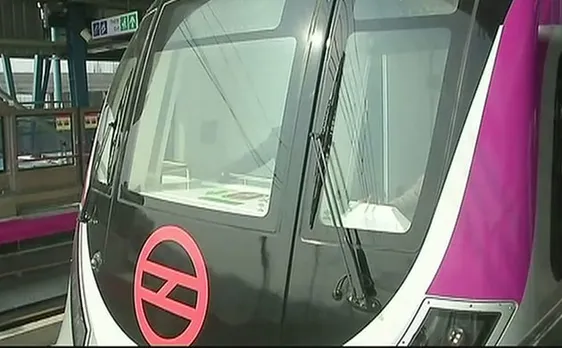 Pictures of Delhi Metro train for Magenta Line from Botanical Garden to Kalkaji