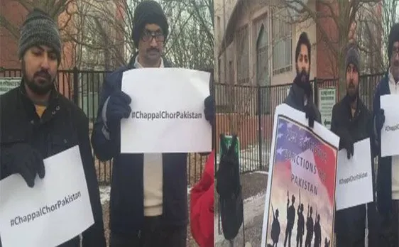 Protest outside Pakistan embassy against Kulbhushan Jadhav's family treatment