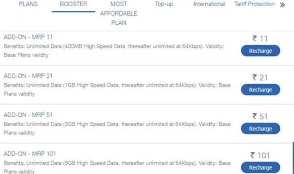 Reliance Jio introduces booster packs to offer more 4G data to its customers