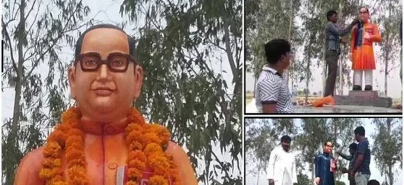 BR Ambedkar's statue freshly installed in Badaun after being vandalised; repainted blue