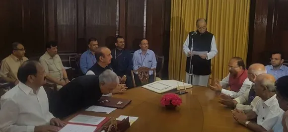 Finance Minister Arun Jaitley takes oath as Rajya Sabha MP