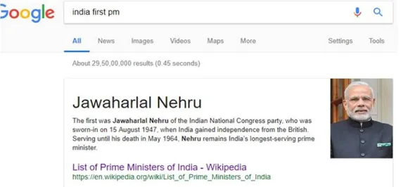 Google shows Prime Minister Narendra Modi's picture as 'India's first PM'; Here is how Twitterati reacted