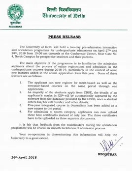 Delhi University Admissions 2018: Now apply online for all UG courses; check newly introduced programmes here