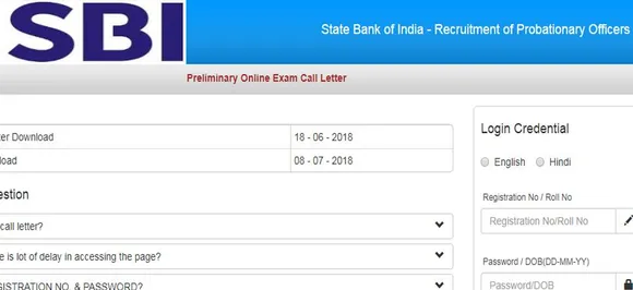 State Bank of India PO 2018 admit card released @sbi.co.in