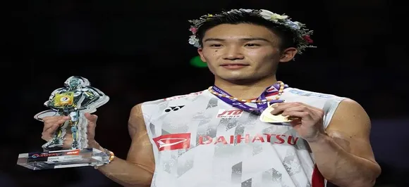 Momota first Japanese man to win badminton worlds