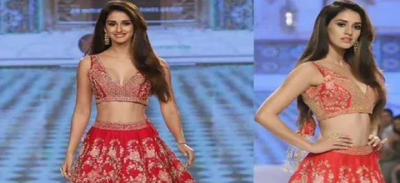 Disha Patani looks ravishing as she walks the ramp in soft melon pink