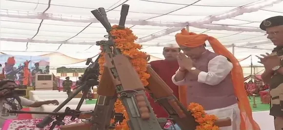 Rajnath Singh in Bikaner: Home minister performs Shastra Puja on Indo-Pak border 