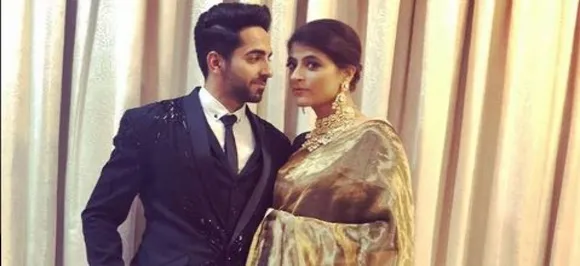 Tahira Kashyap, in her golden armour, accompanies Ayushmann Khurrana to DeepVeer reception