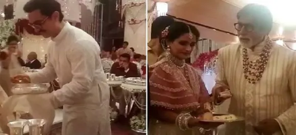Watch Video of Amitabh Bachchan, Aamir Khan serving food at Isha Ambaniâ€™s wedding