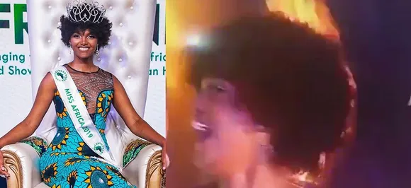 Miss Africa sets the stage on fire literally, sets her hair ablaze!