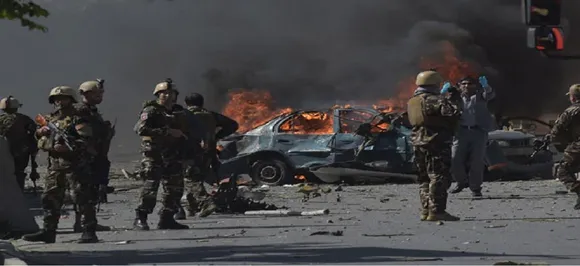 Four killed, 40 wounded as huge car bomb blast rocks Kabul's Green Village where foreigners live 