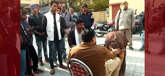 UP cop suspended after video of elderly woman falling at his feet goes viral