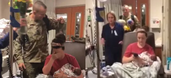 WATCH: This video of soldier surprising wife at hospital after birth of twins will leave you teary-eyed 