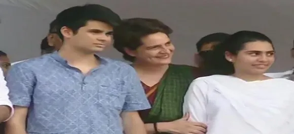 Priyanka Gandhi Vadra's children Raihan, Miraya join election rally in Arrekode 