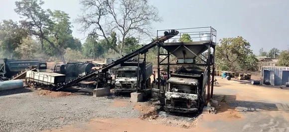 Maoists torch 27 vehicles of road construction company in Maharashtra's Gadchiroli district: Police