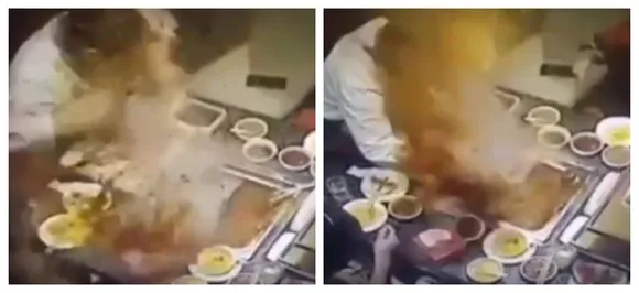Horrifying footage captures boiling soup exploding on waitressâ€™s face at hot pot restaurant | WATCH