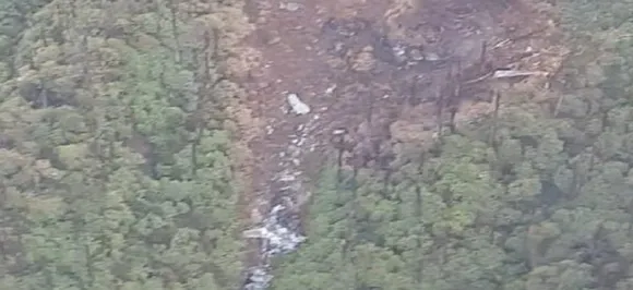 First image of IAFâ€™s AN-32 aircraft crash site shows wreckage, charred trees