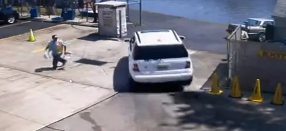 WATCH: Driver presses accelerator instead of brakes, car plunges into river