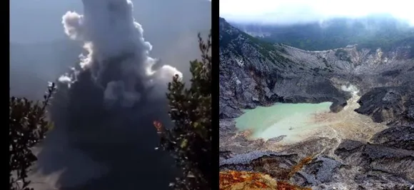 Scary! Indonesiaâ€™s Mount Tangkuban Parahu erupts leaving tourists and Twitter shocked!