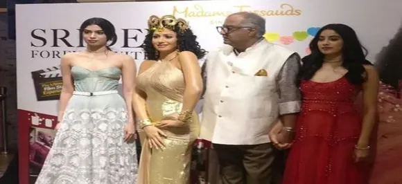 Sridevi' s Wax Figurine Unveiled, Boney Kapoor Gets Nostalgic As He Clings To Janhvi