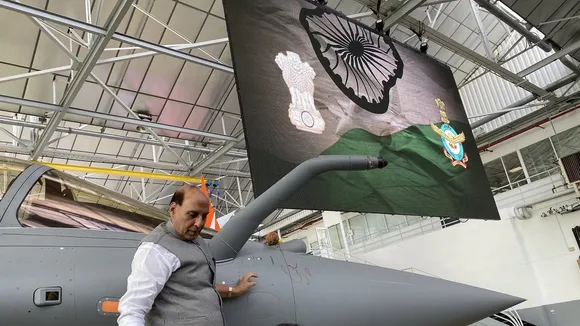 Rajnath Singh Performs 'Shastra Puja' On Rafale fighter Jet In France   
