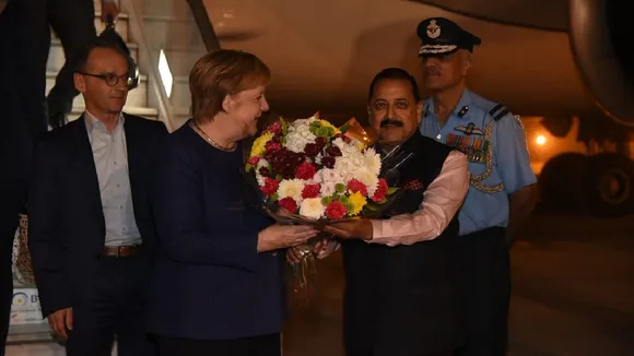 German Chancellor Angela Merkel Arrives In Delhi, To Hold Talks With PM Modi Today