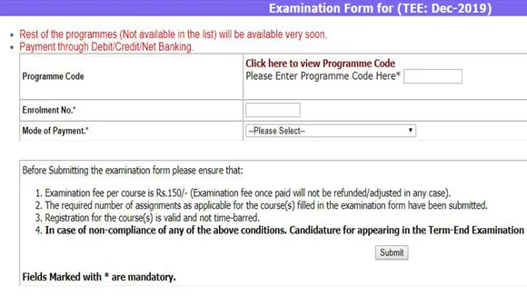 IGNOU December TEE 2019: Registration Process Ends Today, Apply At ignou.ac.in