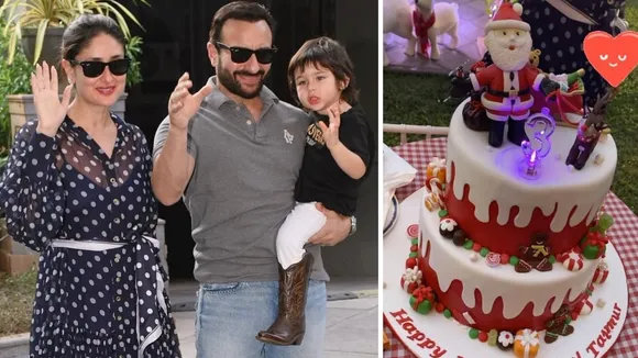WATCH: Taimur Aims For Santa Claus As He Gets To Cut Christmas Themed Cake On 3rd Birthday