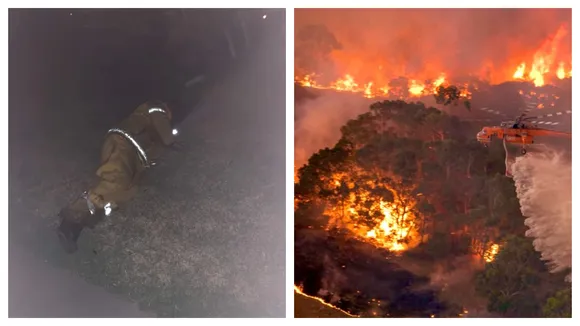 Daughter Shares Pic Of Firefighter Dad Sleeping On Lawn Inbetween Fighting Australian Bushfires