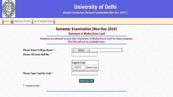 DU December 2019 Result