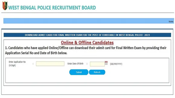 WB Police Constable Final Exam Admit Card
