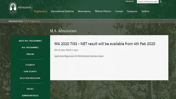 TISS NET MA Result 2020
