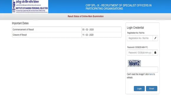 IBPS SO Main Exam 2020 Result